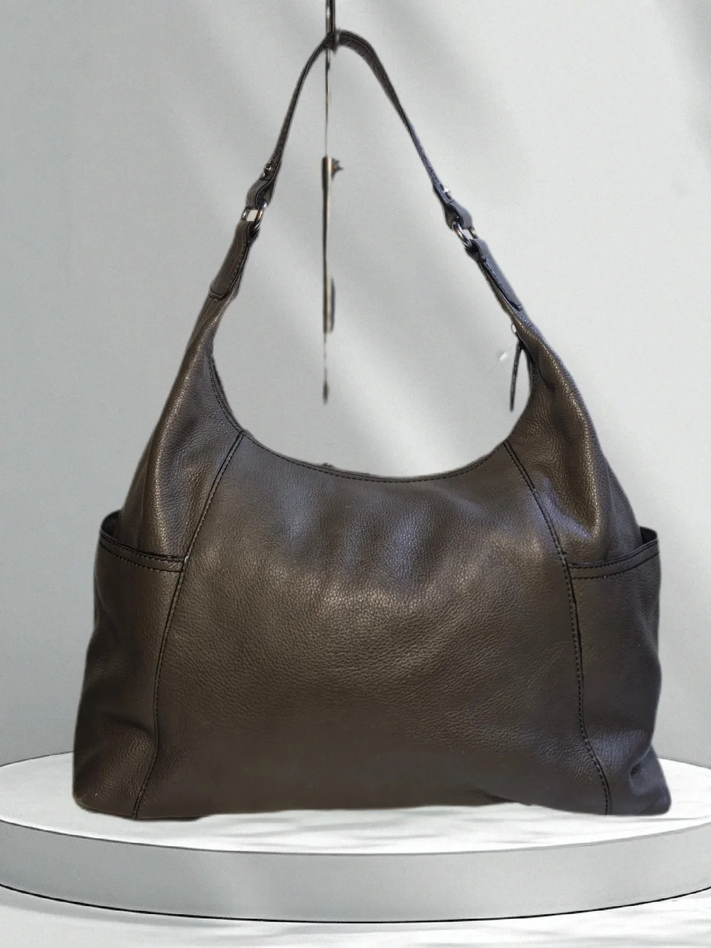 Etienne Aigner Gray Leather Hobo Shoulder Bag